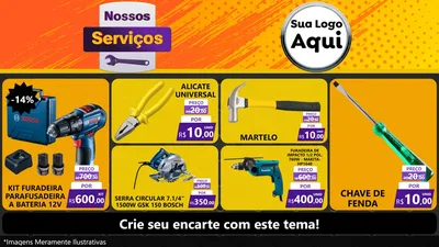 Modelo de TV para TV Horizontal com o tema Nossos Serviços para Maquinas e Ferramentas