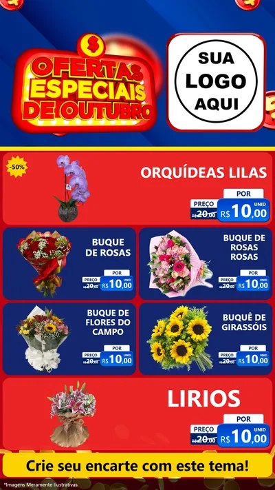Modelo de TV para TV Vertical com o tema Ofertas Especiais de Outubro para Floricultura e jardim