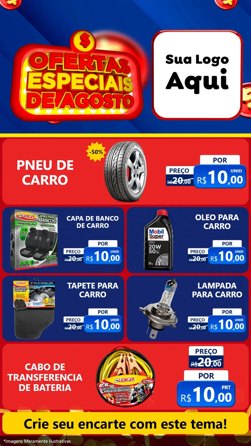Modelo de TV para TV Vertical com o tema Ofertas Especiais de Agosto para Auto peças
