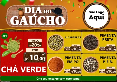 Modelo de Encarte para Encarte A4 Horizontal com o tema Dia do Gaúcho para Produtos Naturais
