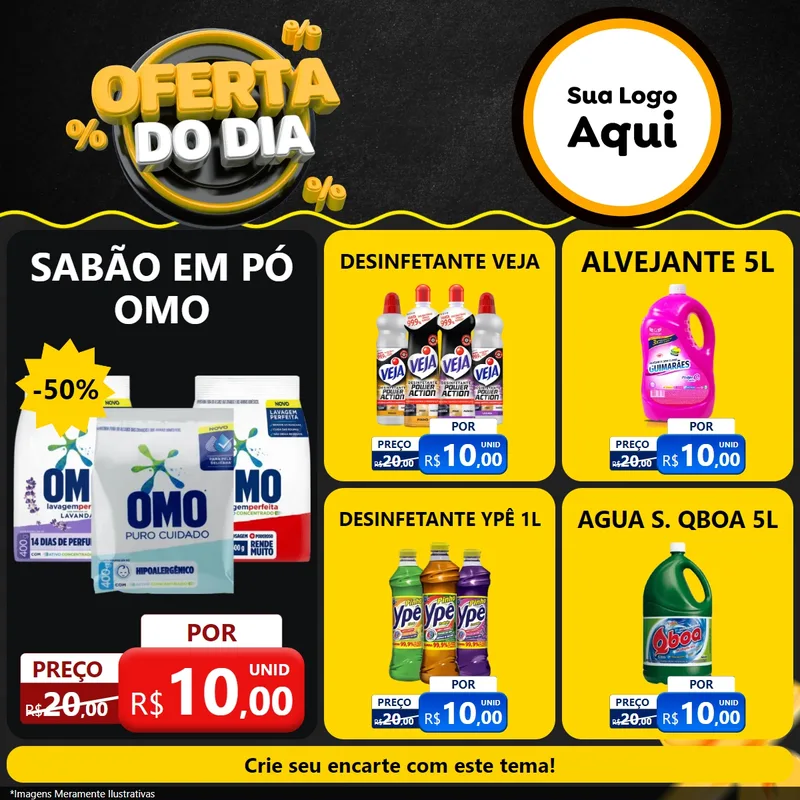 Modelo de Rede Social para Feed Facebook com o tema Oferta Do Dia para Produtos de Limpeza