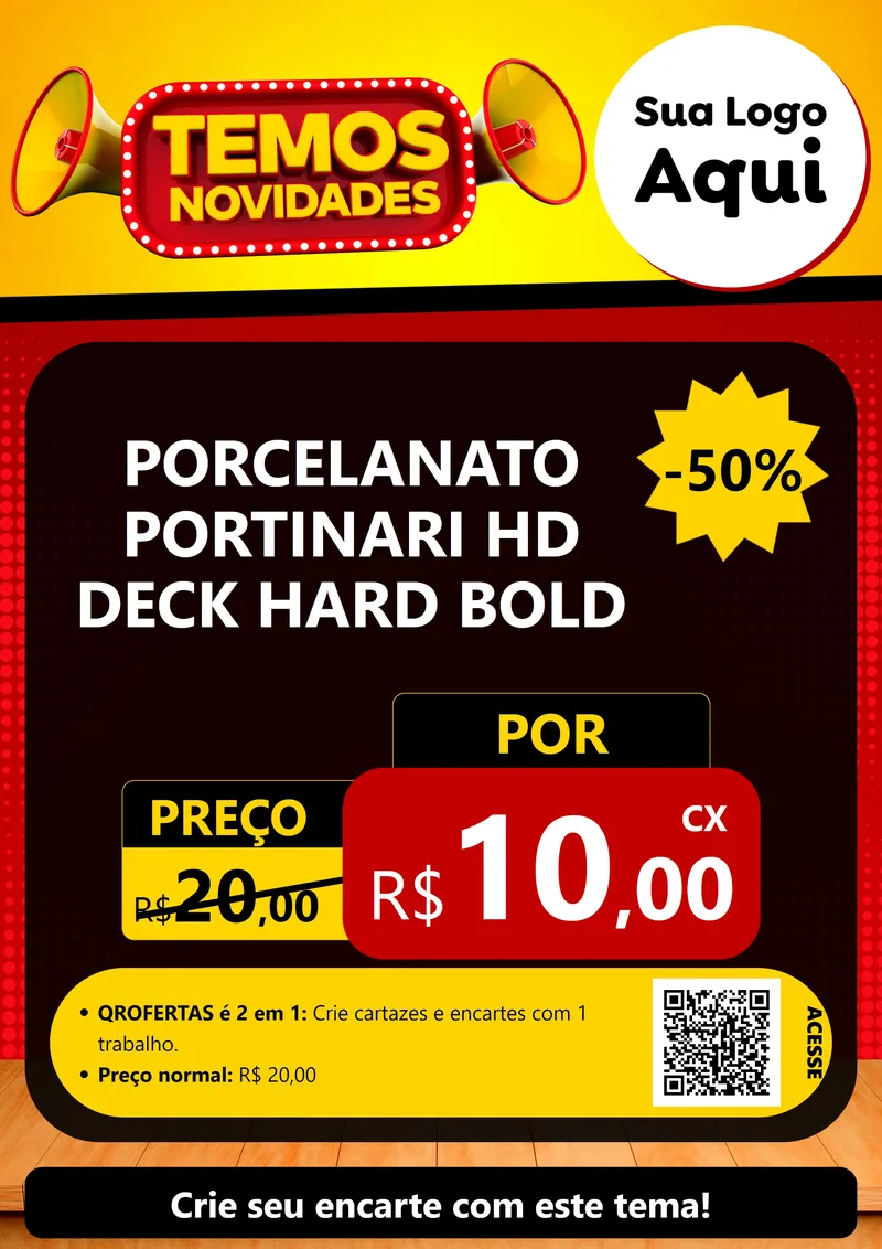 Modelo de Cartaz para Cartaz A4 Vertical com o tema Temos Novidades para Pisos e revestimentos