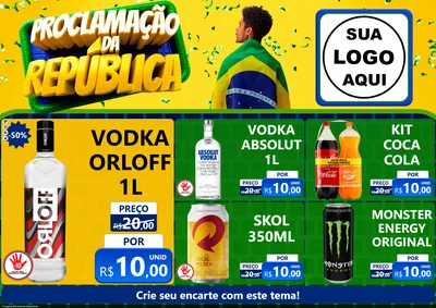 Modelo de Encarte para Encarte A4 Horizontal com o tema Proclamação da República para Distribuidora de bebidas