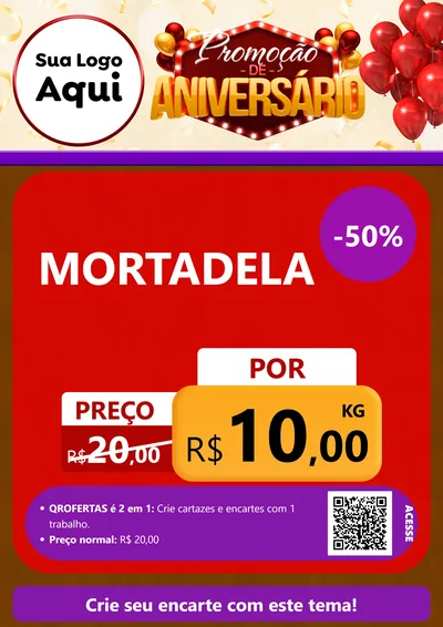 Modelo de Cartaz para Cartaz A4 Vertical com o tema Promoção de Aniversário para Frios e Laticínios