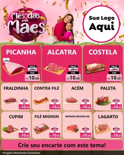 Modelo de Rede Social para Feed Instagram com o tema Mês das Mães para Açougue