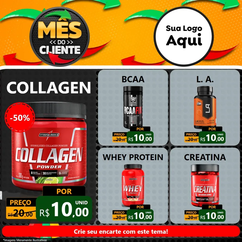 Modelo de Rede Social para Feed Facebook com o tema Mês do Cliente para Suplementos alimentares