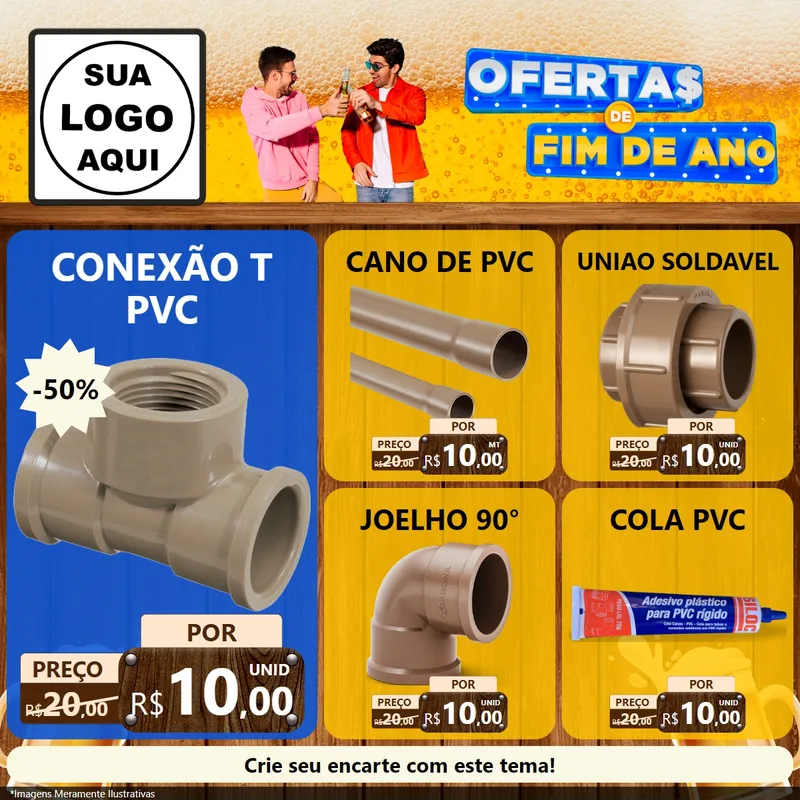 Modelo de Rede Social para Feed Facebook com o tema Ofertas de Fim de Ano para Tubos e conexões