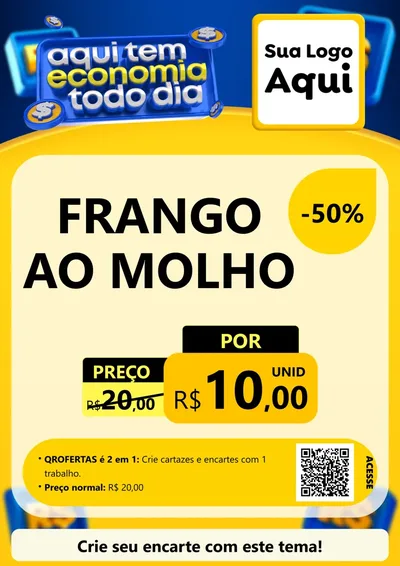 Modelo de Cartaz para Cartaz A4 Vertical com o tema Aqui Tem Economia Todo Dia para Restaurante