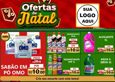 Modelo de Encarte para Encarte A4 Horizontal com o tema Ofertas de Natal para Produtos de Limpeza