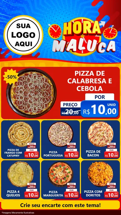 Modelo de Rede Social para Stories com o tema Hora Maluca para Pizzaria