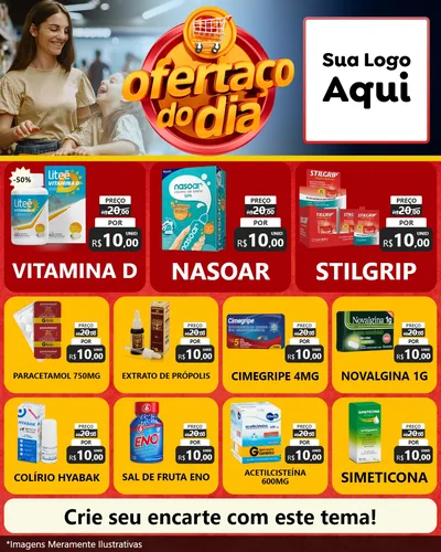 Modelo de Rede Social para Feed Instagram com o tema Ofertaço Do Dia para Farmácia
