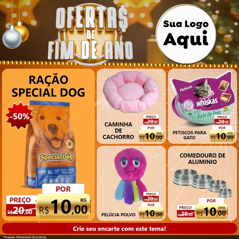 Modelo de Rede Social para Feed Facebook com o tema Ofertas de Fim de Ano para Pet Shop
