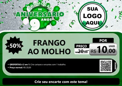 Modelo de Cartaz para Cartaz A4 Horizontal com o tema Promoção de Aniversário - 9 Anos para Restaurante