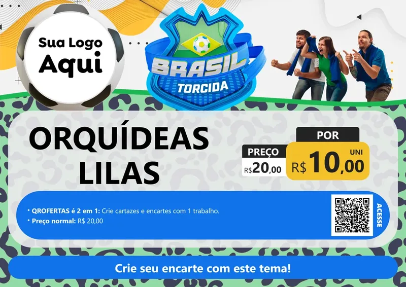 Modelo de Cartaz para Cartaz A4 Horizontal com o tema Brasil Torcida - Copa para Floricultura e jardim