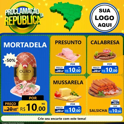 Modelo de Rede Social para Feed Facebook com o tema Proclamação da República para Frios e Laticínios