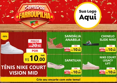 Modelo de Encarte para Encarte A4 Horizontal com o tema Semana Farroupilha para Calçados