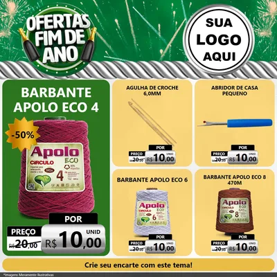 Modelo de Rede Social para Feed Facebook com o tema Ofertas Fim de Ano para Armarinho e Aviamentos
