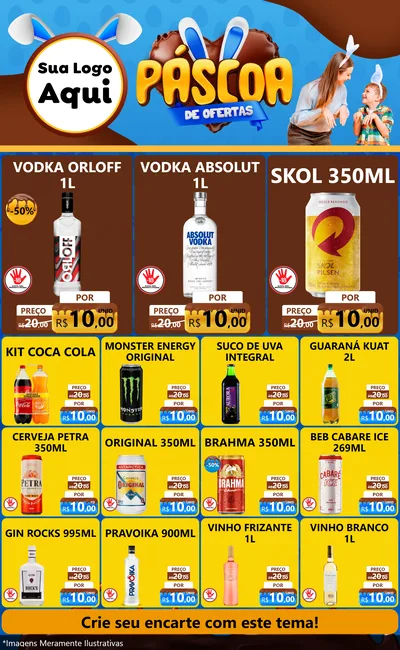 Modelo de Encarte para Encarte Grande com o tema Páscoa de Ofertas para Distribuidora de bebidas