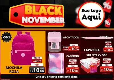Modelo de Encarte para Encarte A4 Horizontal com o tema Black November para Papelaria