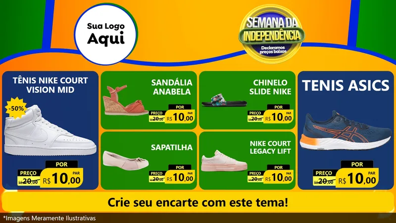 Modelo de TV para TV Horizontal com o tema Semana da Independência Declaramos Preços Baixos para Calçados