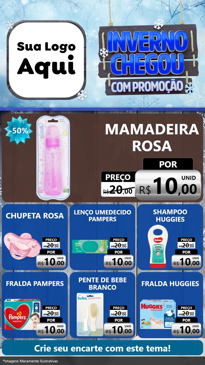 Modelo de Rede Social para Stories com o tema Inverno Chegou Com Promoção para Bebês