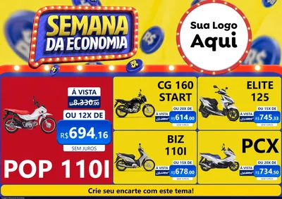 Modelo de Encarte para Encarte A4 Horizontal com o tema Semana da Economia para Concessionaria de Motos