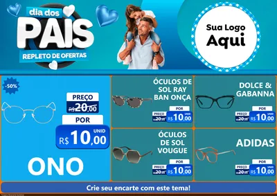 Modelo de Encarte para Encarte A4 Horizontal com o tema Dia Dos Pais Repleto de Ofertas para Óticas