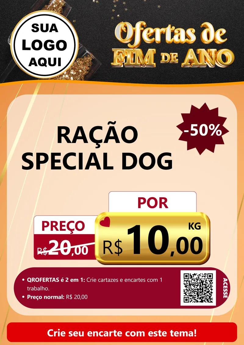 Modelo de Cartaz para Cartaz A4 Vertical com o tema Ofertas de Fim de Ano para Pet Shop