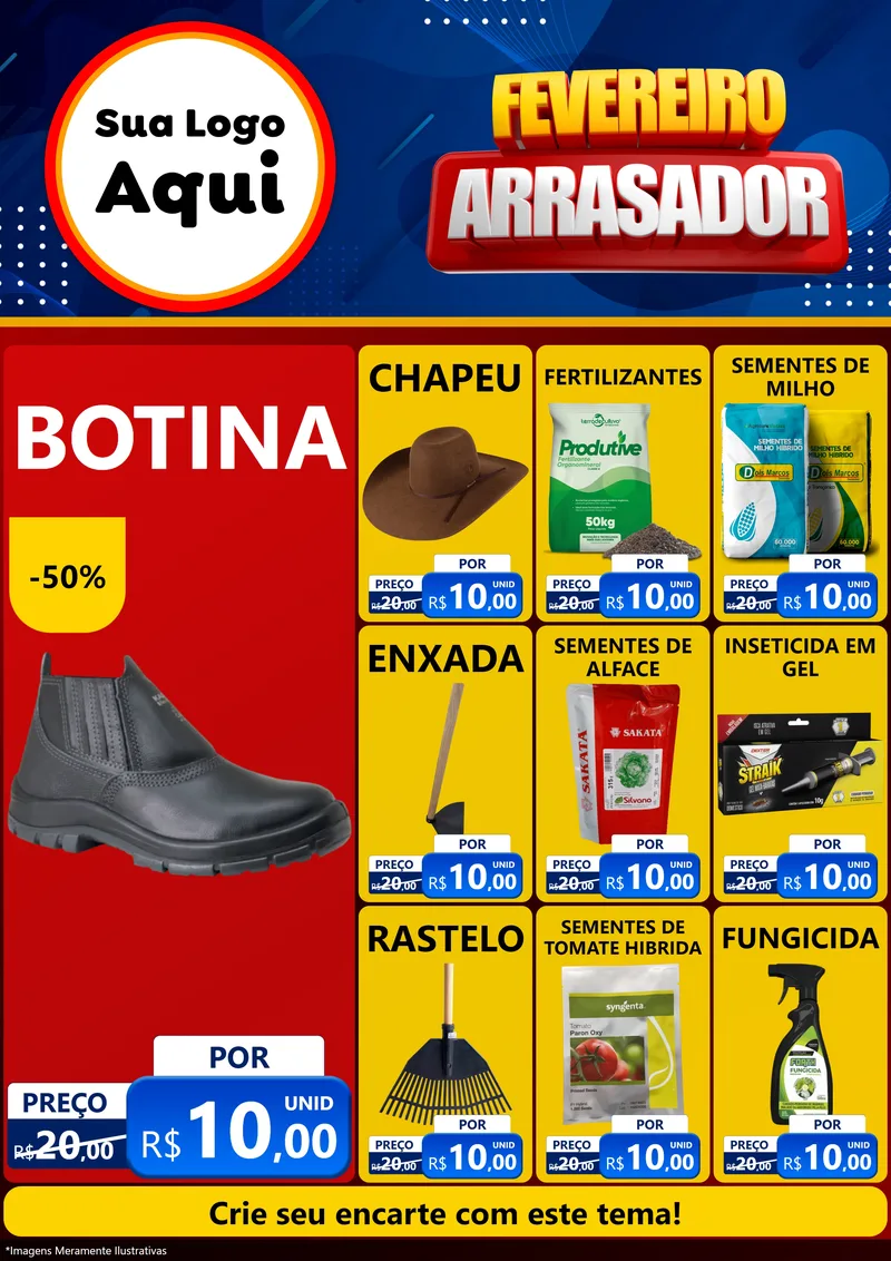 Modelo de Encarte para Encarte A4 Vertical com o tema Fevereiro Arrasador para Agropecuária