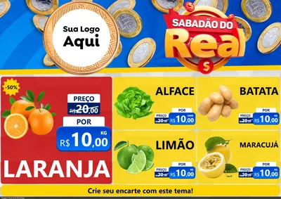 Modelo de Encarte para Encarte A4 Horizontal com o tema Sabadão do Real para Hortifrúti