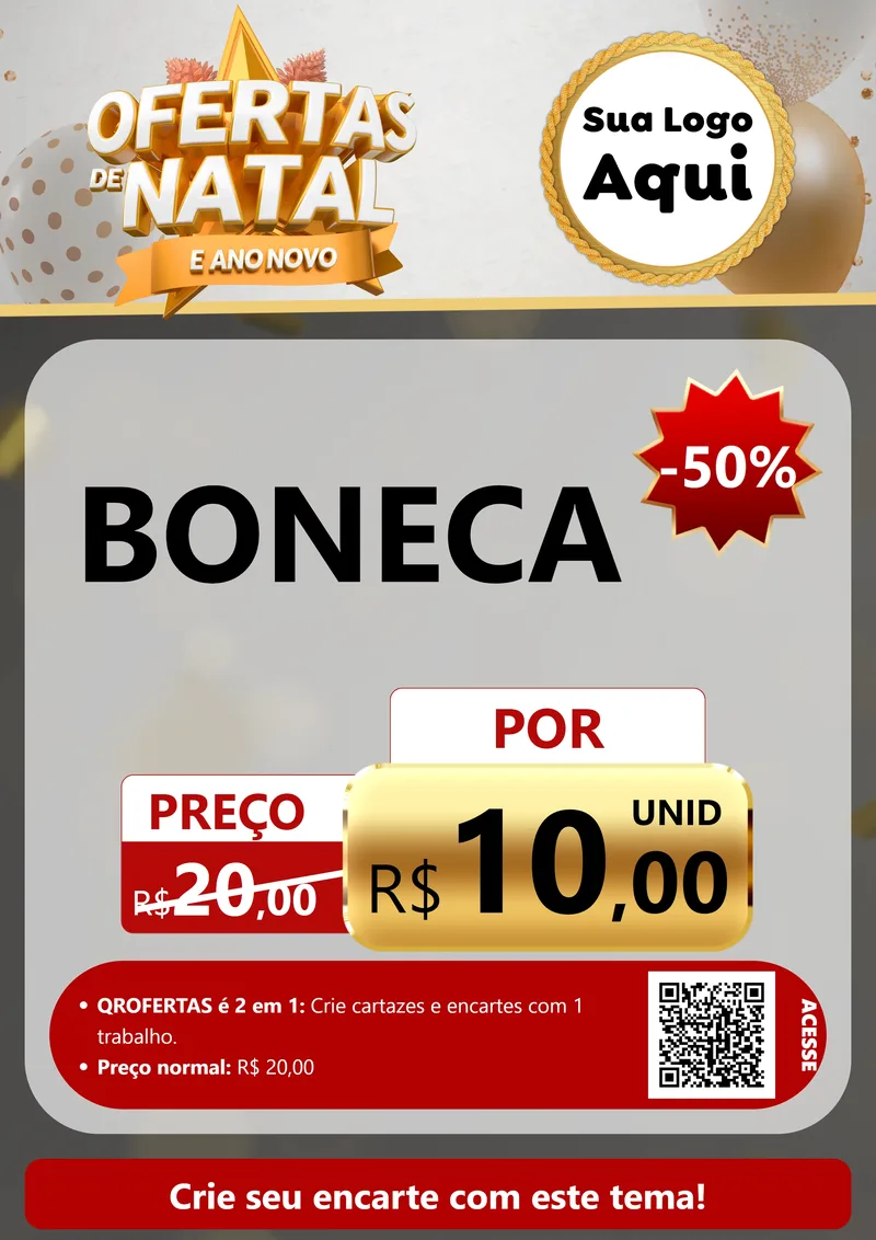 Modelo de Cartaz para Cartaz A4 Vertical com o tema Ofertas De Natal E Ano Novo para Brinquedos