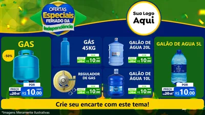 Modelo de TV para TV Horizontal com o tema Ofertas Especiais Feriado da Independência para Água e gás