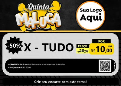 Modelo de Cartaz para Cartaz A4 Horizontal com o tema Quinta Maluca para Hamburgueria