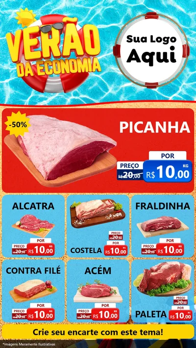 Modelo de Rede Social para Stories com o tema Verão da Economia para Açougue