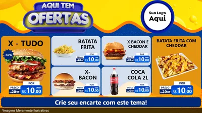 Modelo de TV para TV Horizontal com o tema Aqui Tem Ofertas para Hamburgueria