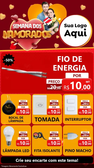Modelo de Rede Social para Stories com o tema Semana dos Namorados para Materiais Elétricos