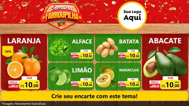 Modelo de TV para TV Horizontal com o tema Semana Farroupilha para Hortifrúti