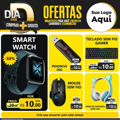Modelo de Rede Social para Feed Facebook com o tema Dia D Mais Economia para Informática