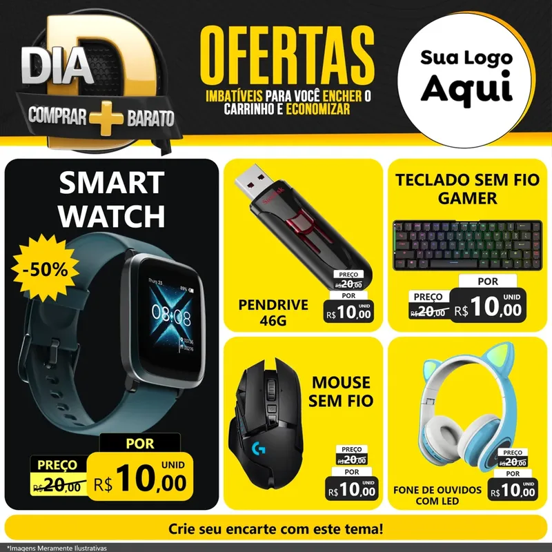 Modelo de Rede Social para Feed Facebook com o tema Dia D Mais Economia para Informática