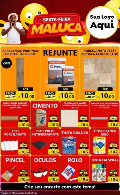 Modelo de Encarte para Encarte Grande com o tema Sexta-feira Maluca para Pisos e revestimentos