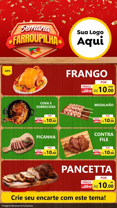 Modelo de TV para TV Vertical com o tema Semana Farroupilha para Assados