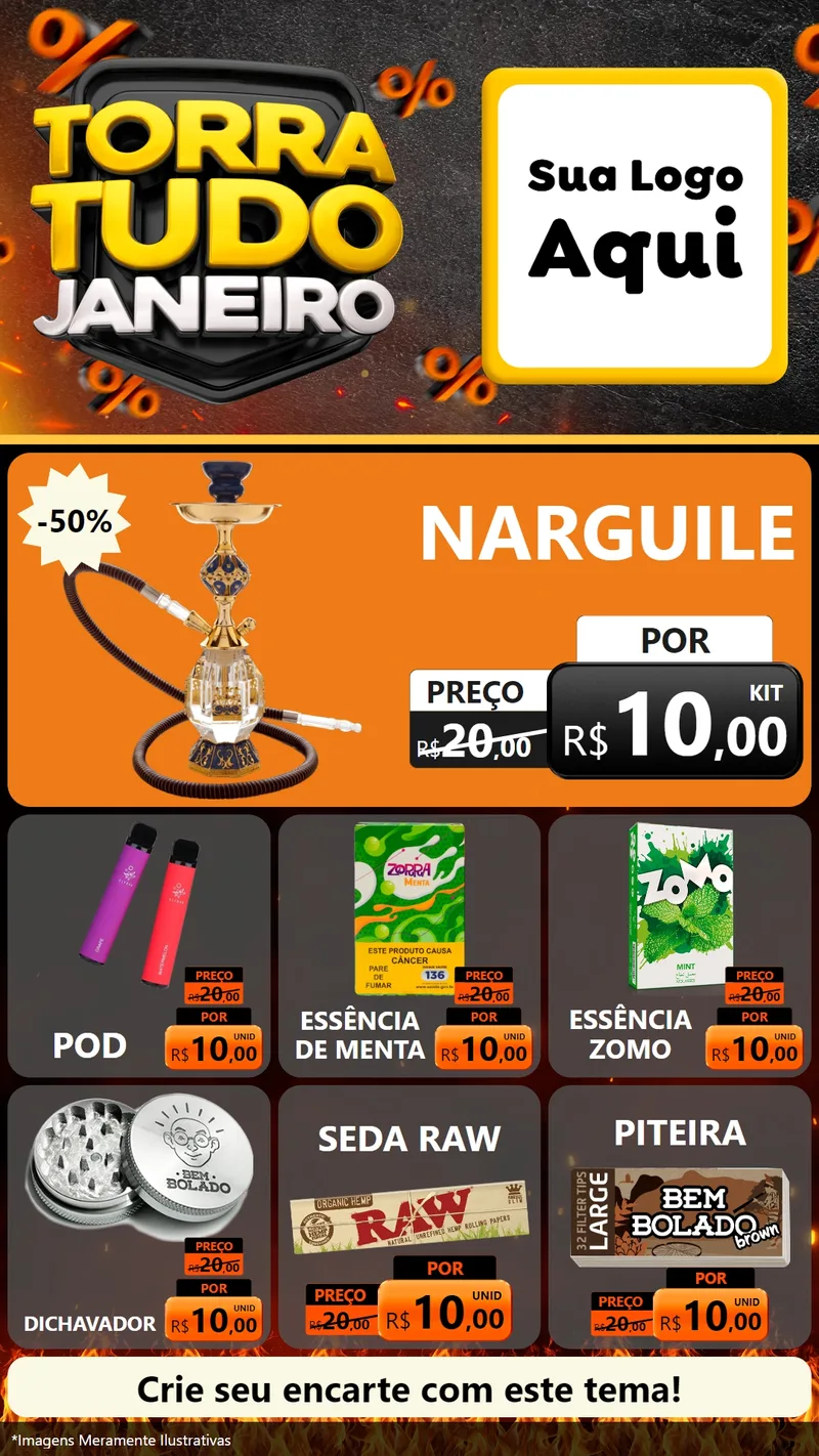 Modelo de Rede Social para Stories com o tema Torra Tudo Janeiro para Tabacaria