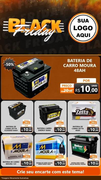 Modelo de Rede Social para Stories com o tema Black Friday para Baterias Elétricas