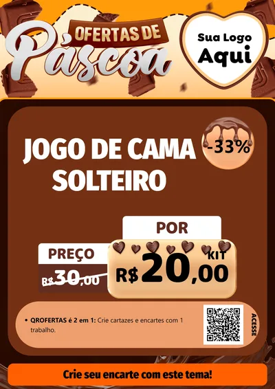 Modelo de Cartaz para Cartaz A4 Vertical com o tema Ofertas de Páscoa para Cama, Mesa e Banho