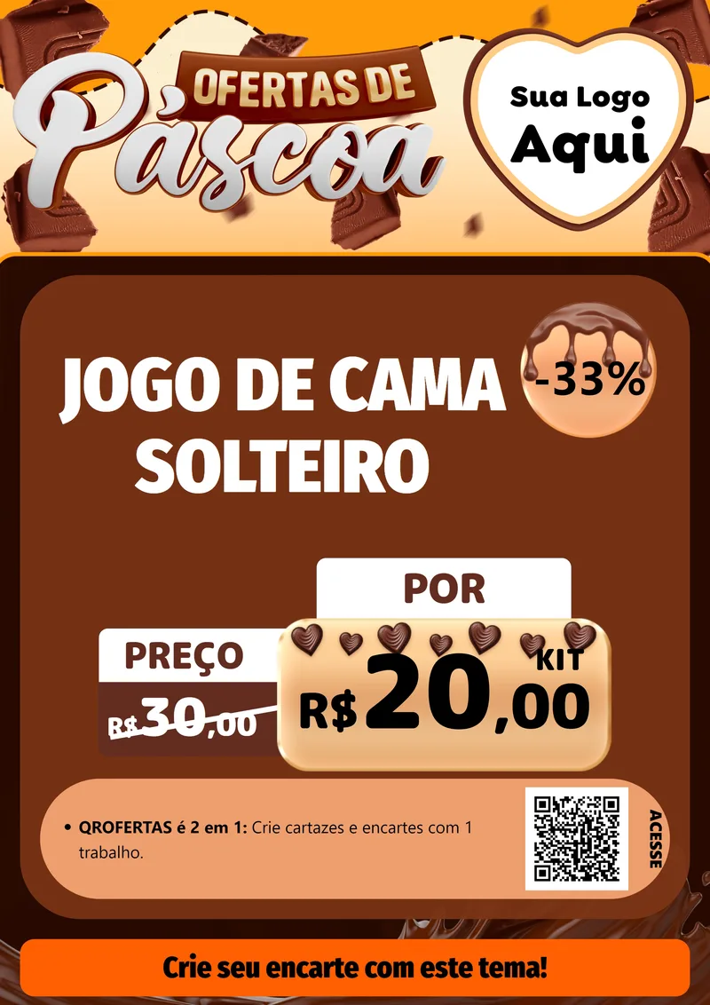 Modelo de Cartaz para Cartaz A4 Vertical com o tema Ofertas de Páscoa para Cama, Mesa e Banho