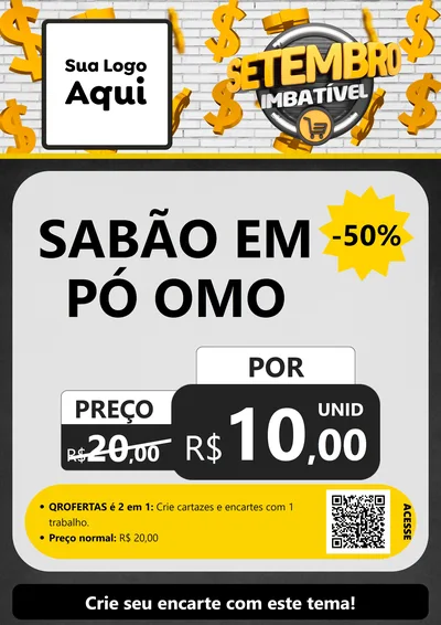 Modelo de Cartaz para Cartaz A4 Vertical com o tema Setembro Imbatível para Produtos de Limpeza