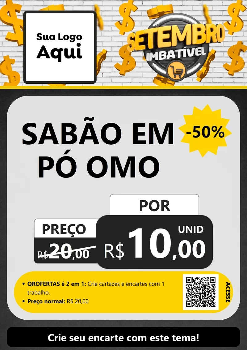 Modelo de Cartaz para Cartaz A4 Vertical com o tema Setembro Imbatível para Produtos de Limpeza