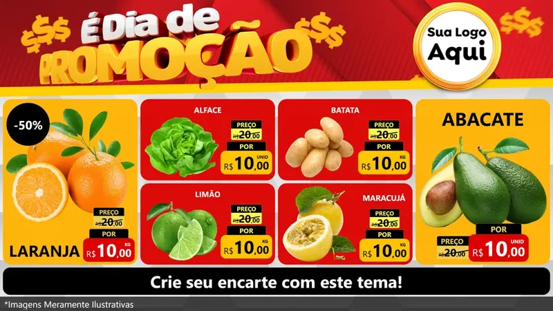 Modelo de TV para TV Horizontal com o tema É Dia De Promoção para Hortifrúti