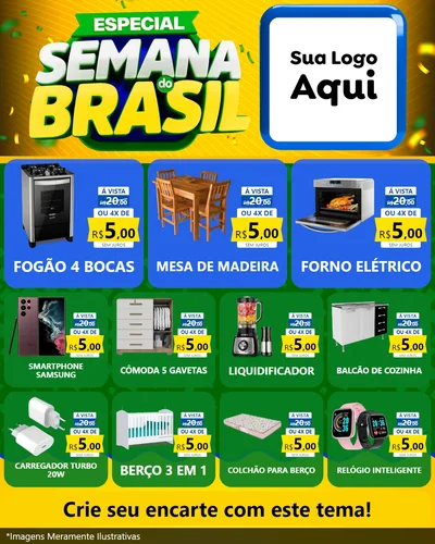 Modelo de Rede Social para Feed Instagram com o tema Especial Semana do Brasil para Móveis e Eletro