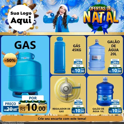 Modelo de Rede Social para Feed Facebook com o tema Ofertas de Natal para Água e gás